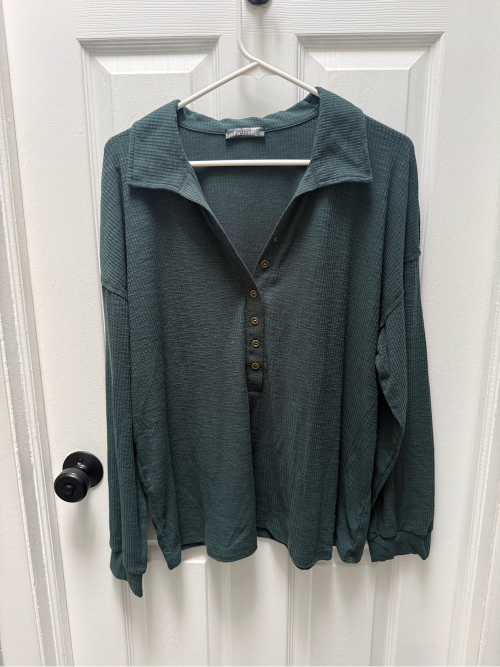 Men's Long-Sleeve Waffle Henley Shirt - Forest Green